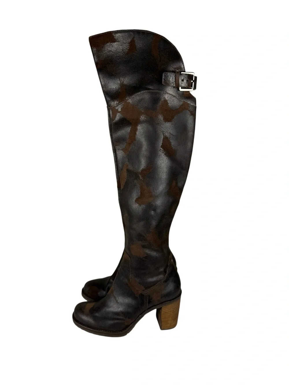 Donald J. Pliner Taria Block Heel Espresso Suede Leather Over the Knee Boots 8.5